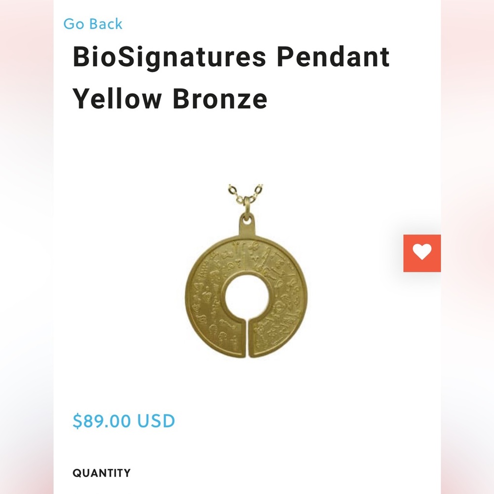 BioSignatures Pendant
Yellow Bronze